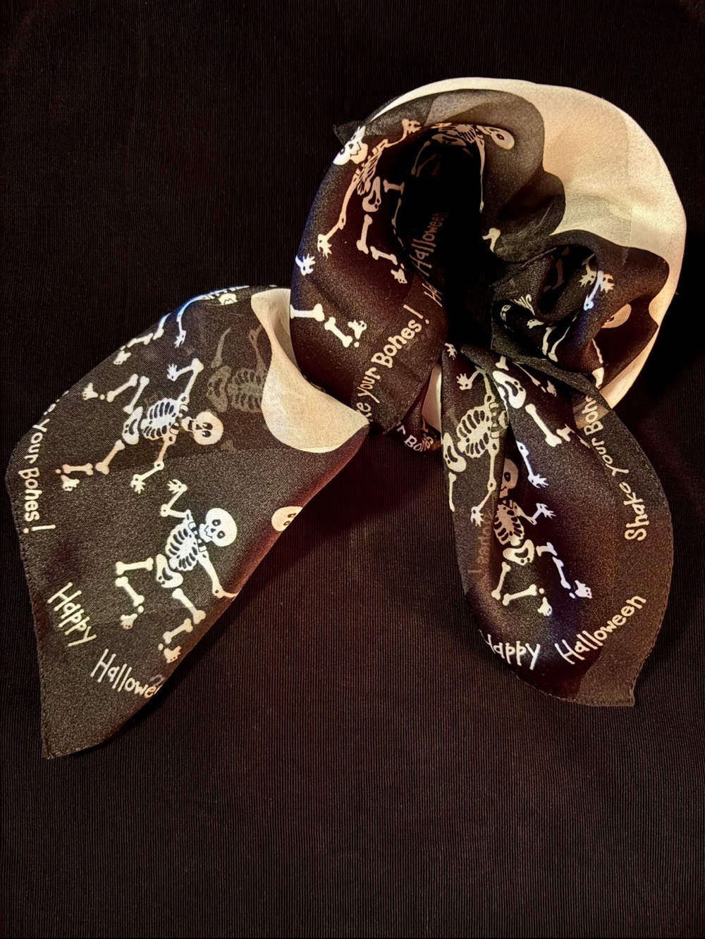 New Halloween Skeleton Printed Black & Cream